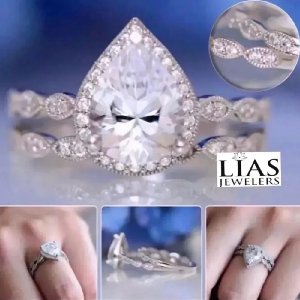 New 18k white gold wedding ring set